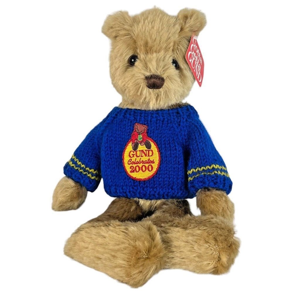 Gund COSMO The Teddy Bear Plush Celebrates 2000 Stuffed Animal‎ 13” Blue Sweater